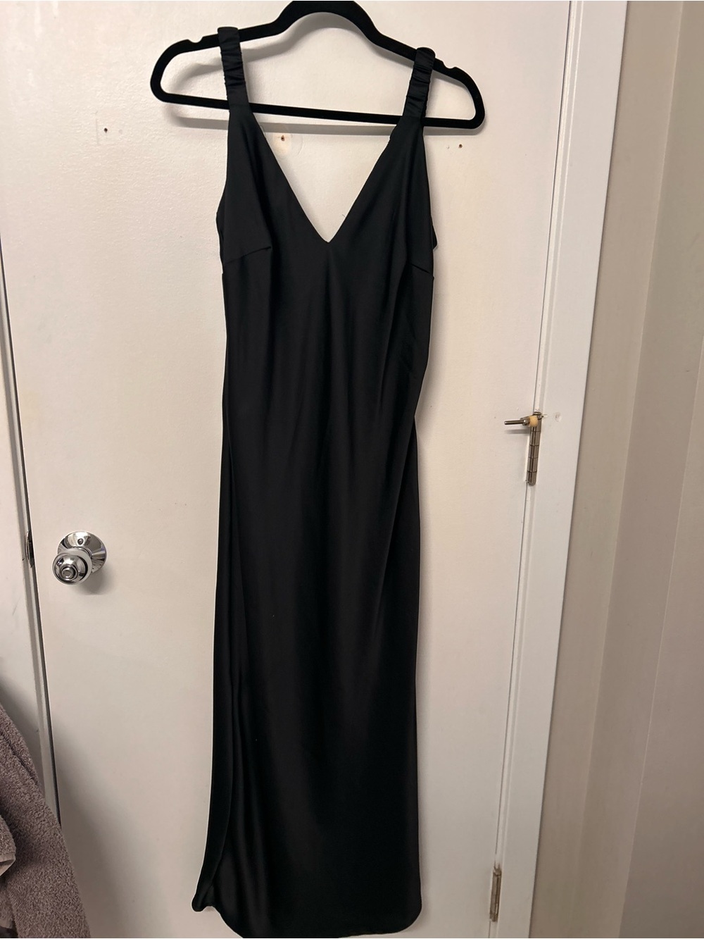 a new day Black Maxi Slip Dress with Ruched Straps
